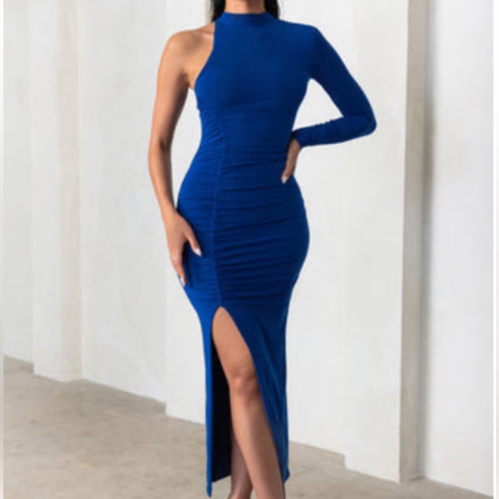 Club L London - Follow Me High Neck Dress in royal blue